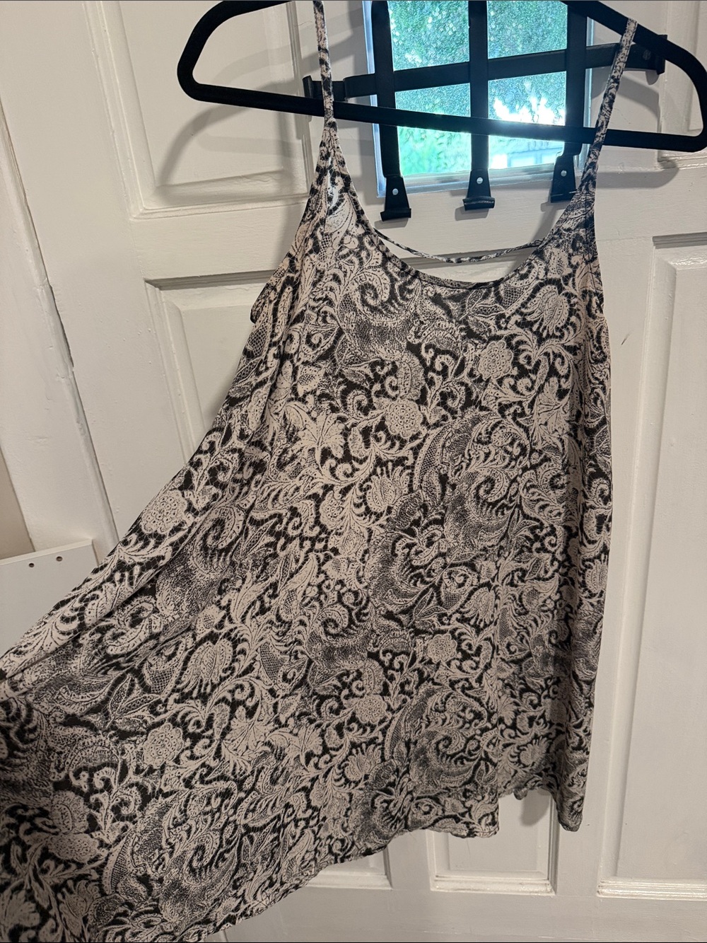 Free People Black and Cream Paisley Cami Dress